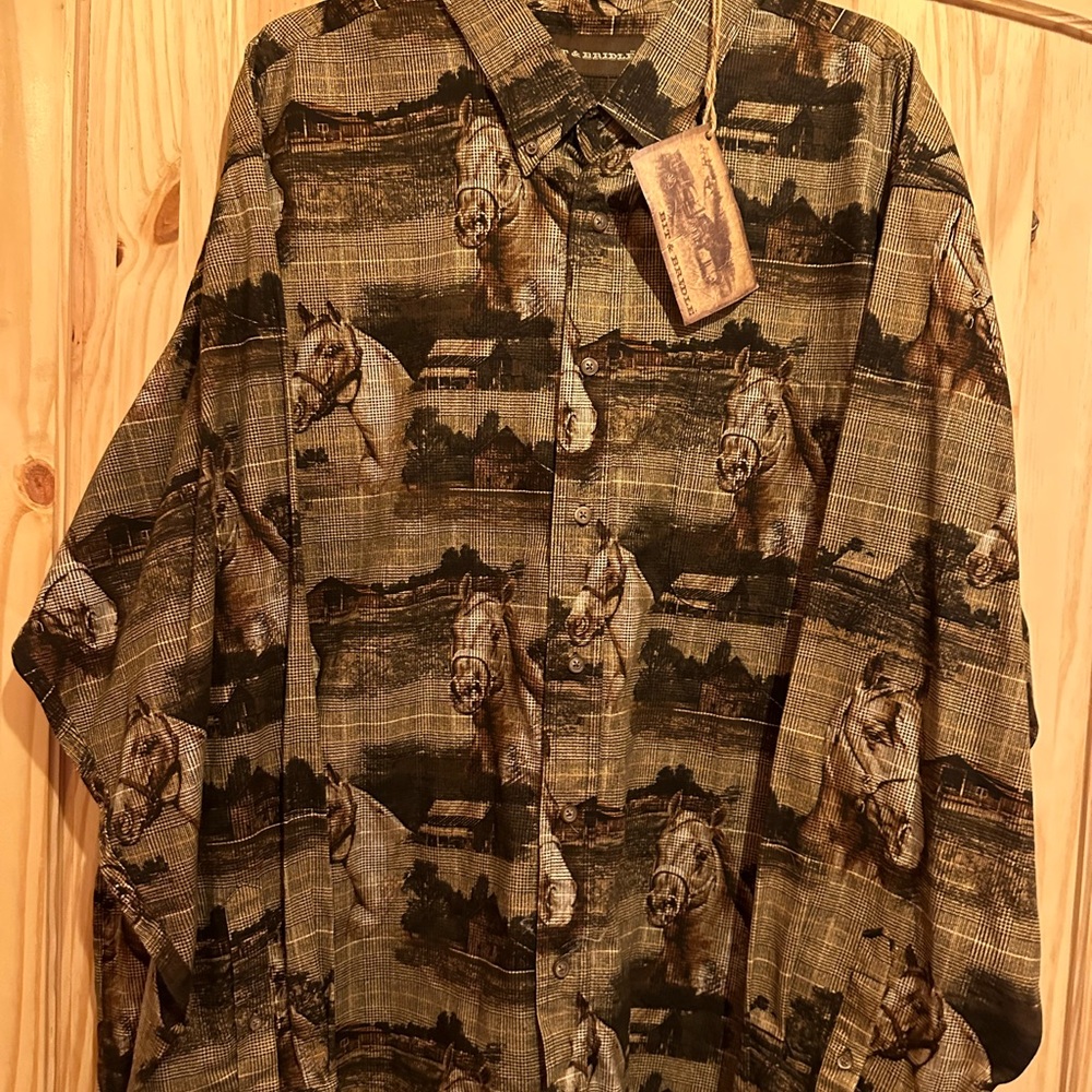 Bit & Bridle long sleeve button up shirt size 2x